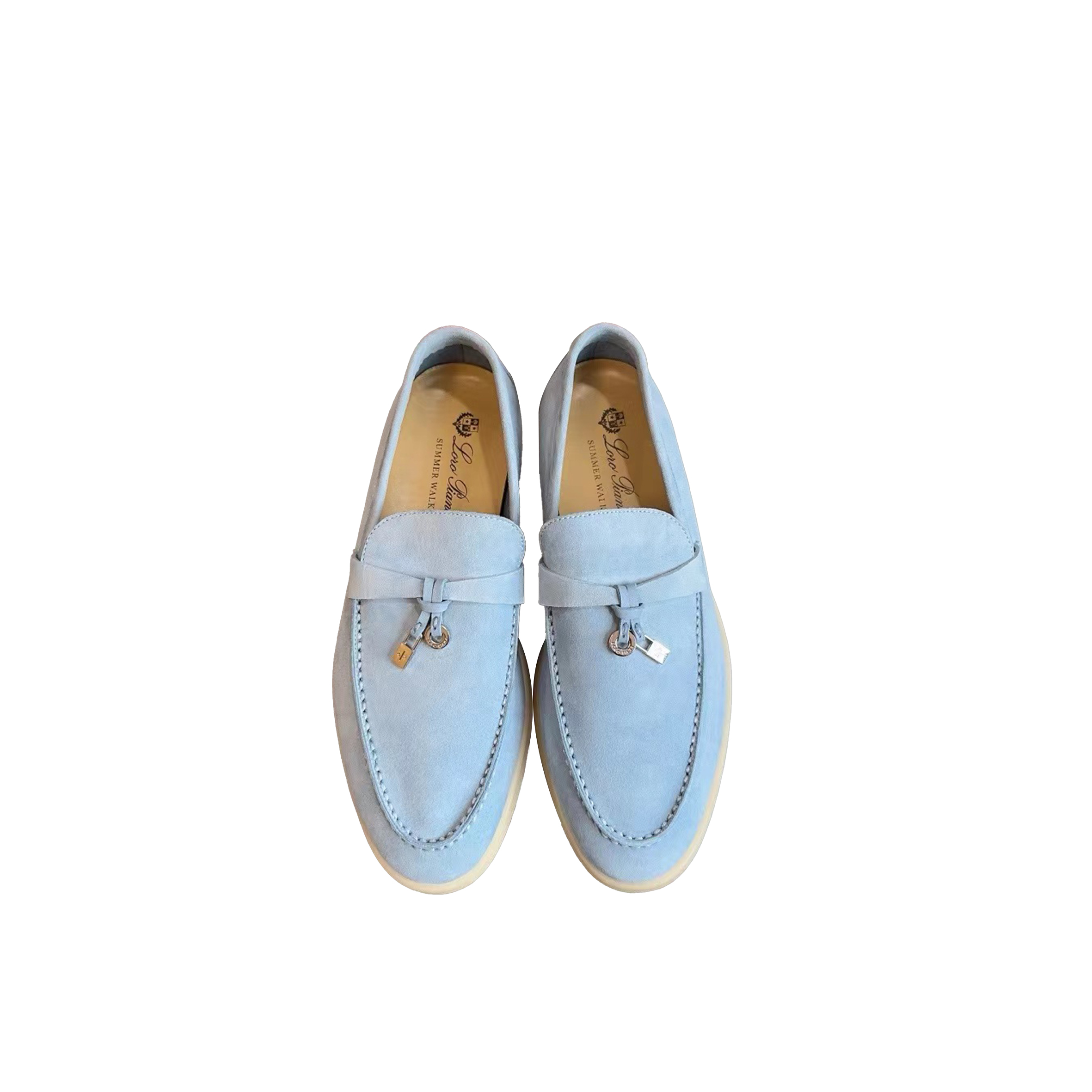 LORO PIANA BLUE SUEDE SUMMER CHARMS WALK LOAFERS FAN3992